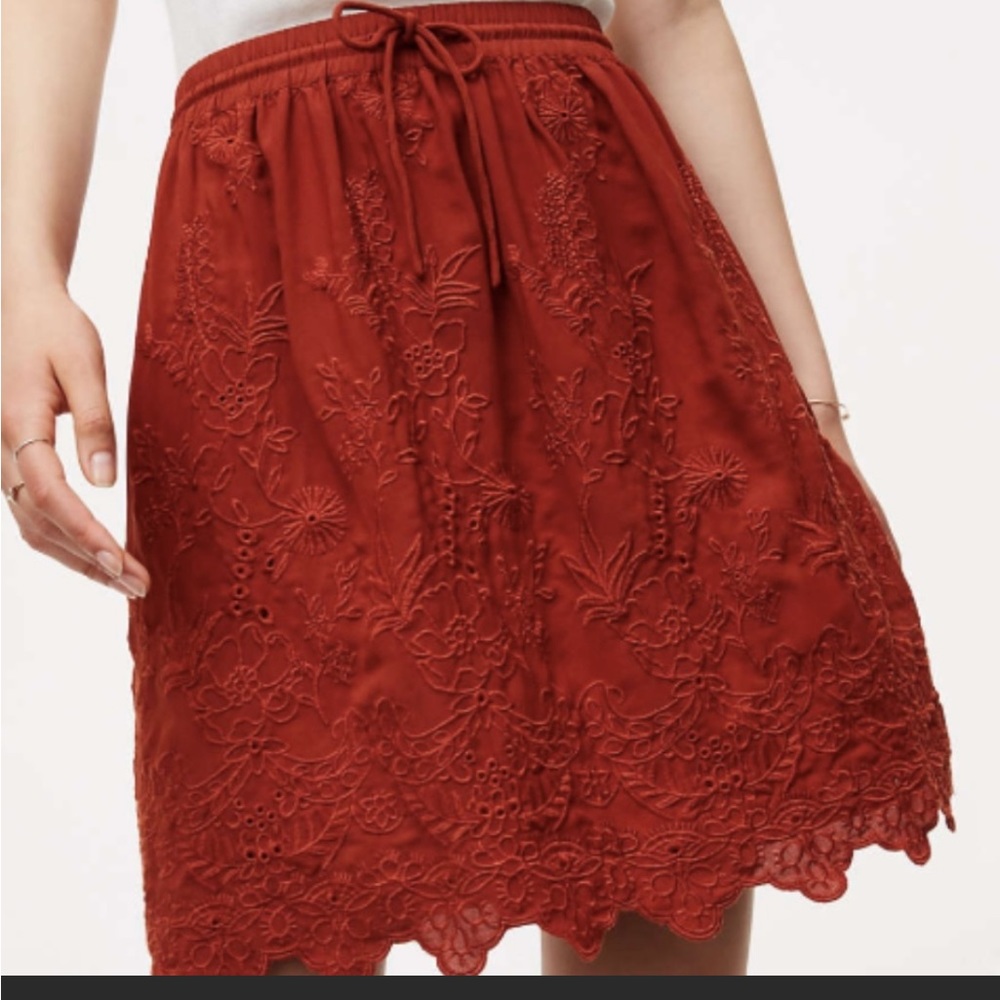 Loft Floral Embroidered Skirt
